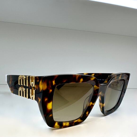 Miu Miu Accessories - New MIU MIU Sunglasses Brown Square 2025 Gold Metal Logo Women Authentic w/ Case